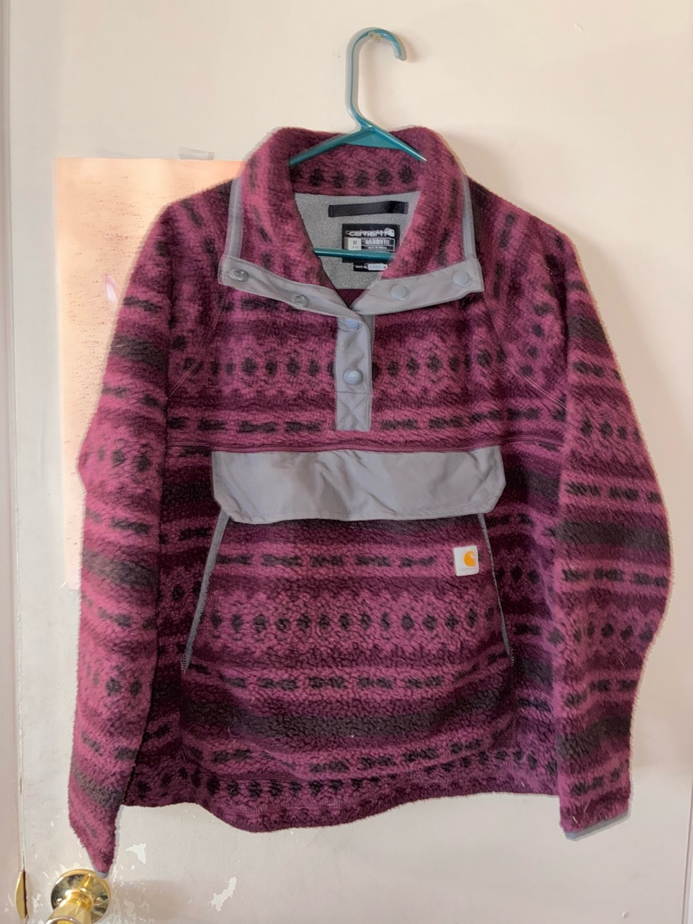 Carhartt Relaxed Fit Fleece Pullover in Plum and Gray